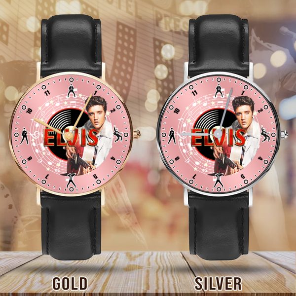 Elvis Presley Black Stitched Leather Watch - MAITM 6225