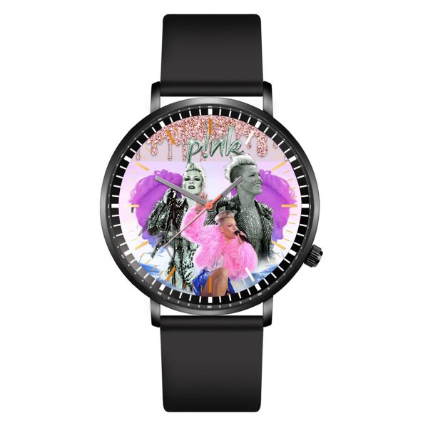 P!nk Black Leather Watch - MAITM 6172