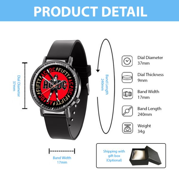 Rock Music Black Leather Watch - TANTN 4707