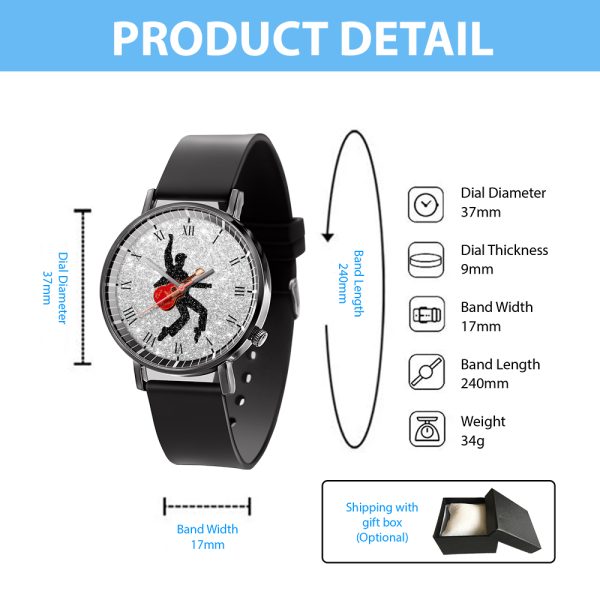 Elvis Presley Black Leather Watch - ANHNV 3881
