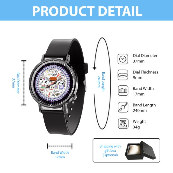 Friends Black Leather Watch - ANHNV 3886