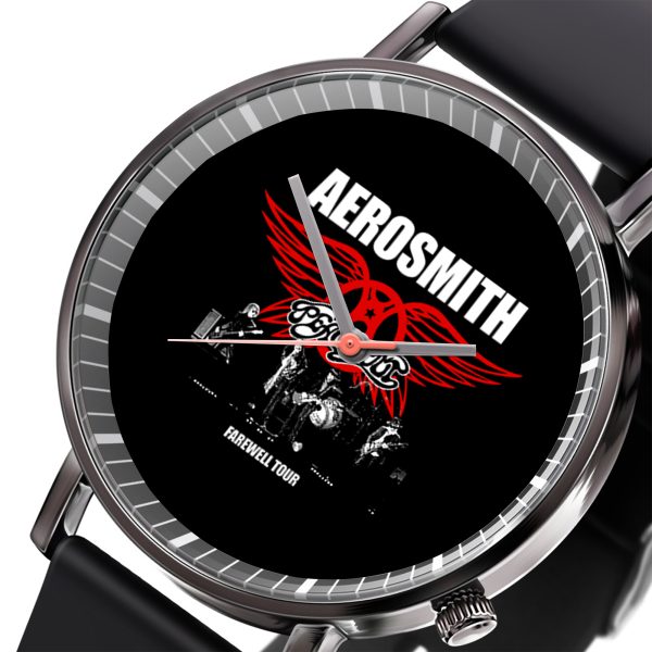 Aerosmith Black Leather Watch - TANTN 4754