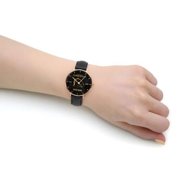 Personalized Brisbane Broncos Black Stitched Leather Watch - TANTN 5075