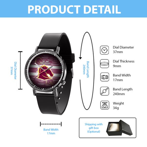 Brisbane Broncos Black Leather Watch - TANTN 4764
