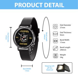 Personalized Collingwood FC Black Leather Watch - TANTN 5072