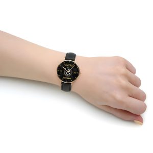 Personalized Collingwood FC Black Stitched Leather Watch - TANTN 5073