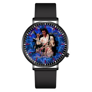 Elvis Presley Black Leather Watch - HOATT 4484