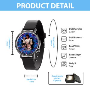 Elvis Presley Black Leather Watch - HOATT 4484