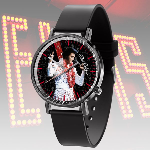 Elvis Presley Black Leather Watch - HOATT 4485