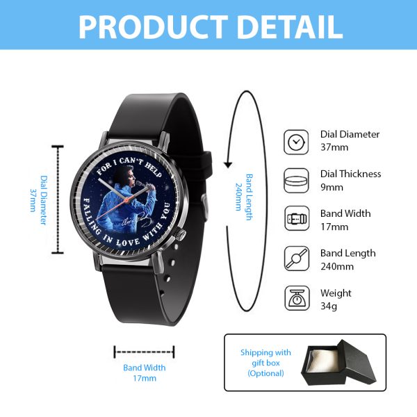Elvis Presley Black Leather Watch - TANTN 4773