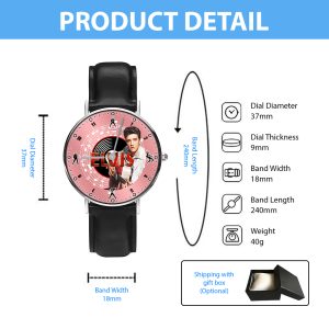 Elvis Presley Black Stitched Leather Watch - MAITM 6225