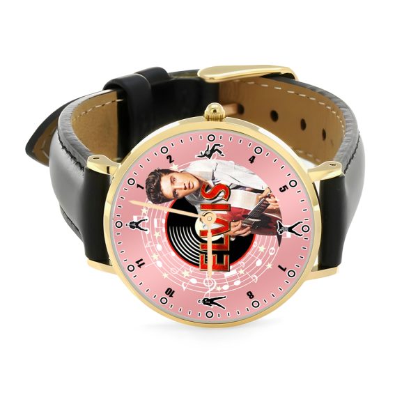 Elvis Presley Black Stitched Leather Watch - MAITM 6225