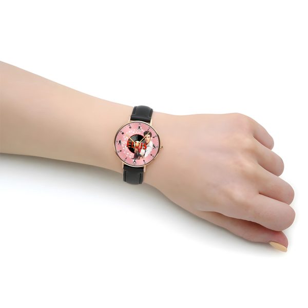 Elvis Presley Black Stitched Leather Watch - MAITM 6225