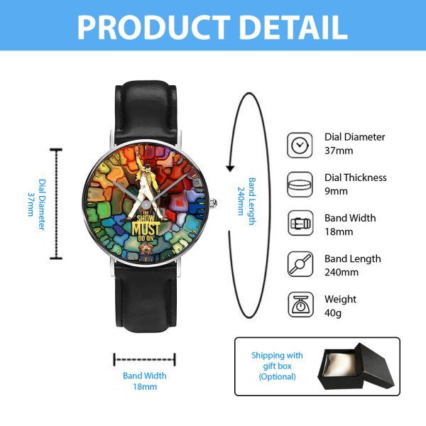 Freddie Mercury Black Stitched Leather Watch - MAITM 6190