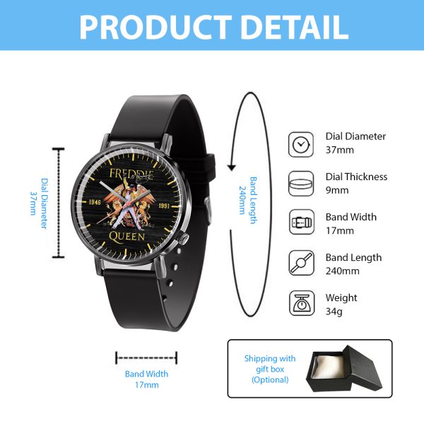 Freddie Mercury Black Leather Watch - MAITM 6027
