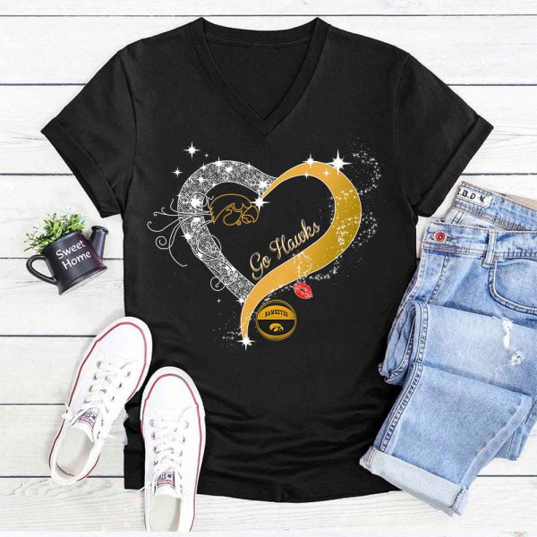 Iowa Hawkeyes Women's Basketball 3D Women’s V-neck T-Shirt - TANTN 4871.1
