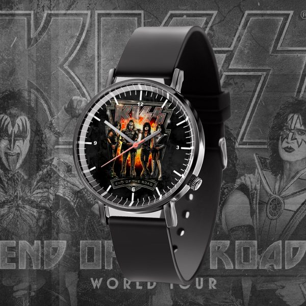 Kiss Band Black Leather Watch - HOATT 4438