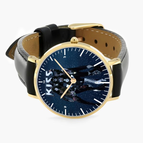 Kiss Band Black Stitched Leather Watch - HOATT 4508