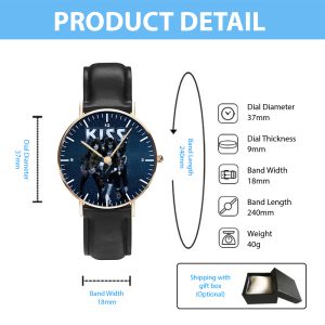 Kiss Band Black Stitched Leather Watch - HOATT 4508