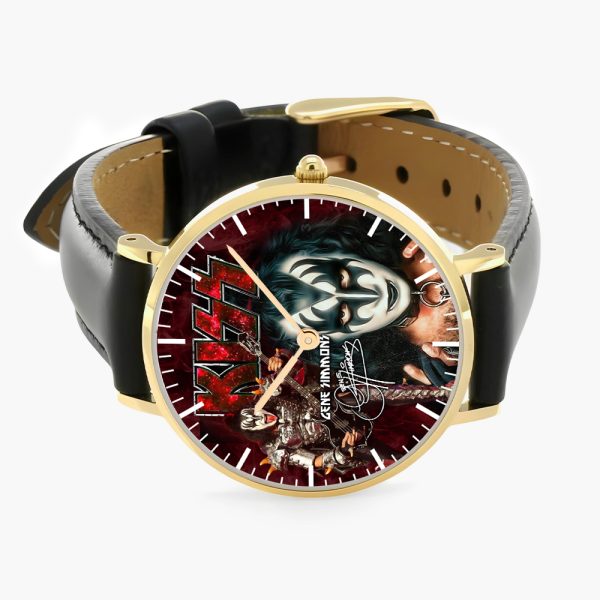 Kiss Band Black Stitched Leather Watch - HOATT 4510