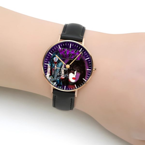 Kiss Band Black Stitched Leather Watch - HOATT 4511