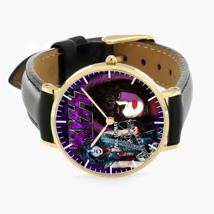 Kiss Band Black Stitched Leather Watch - HOATT 4511