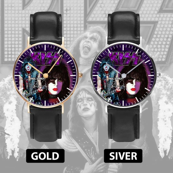 Kiss Band Black Stitched Leather Watch - HOATT 4511