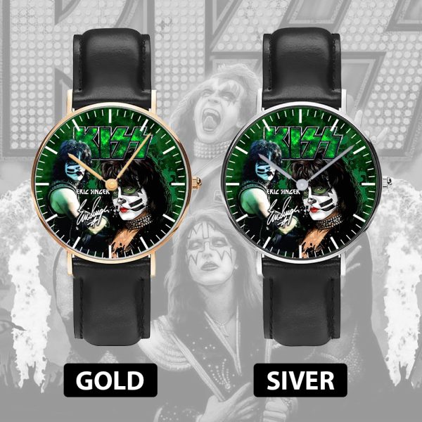 Kiss Band Black Stitched Leather Watch - HOATT 4512