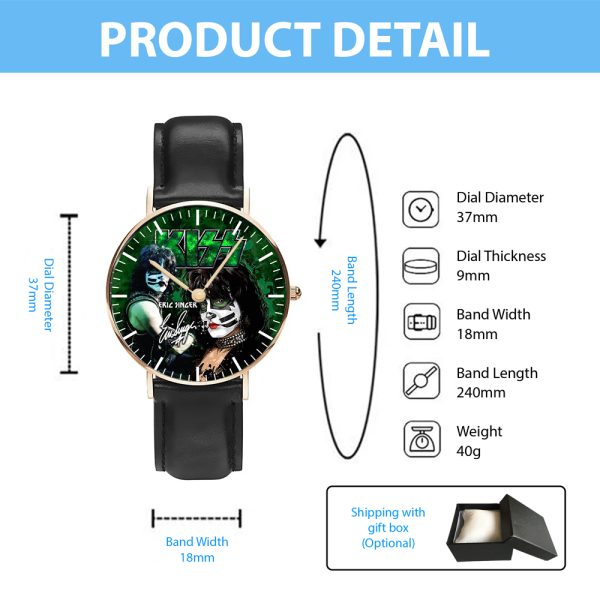 Kiss Band Black Stitched Leather Watch - HOATT 4512