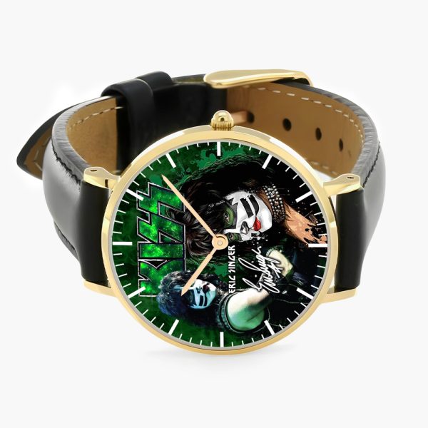Kiss Band Black Stitched Leather Watch - HOATT 4512