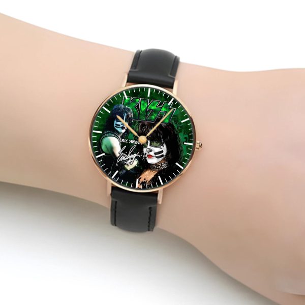 Kiss Band Black Stitched Leather Watch - HOATT 4512