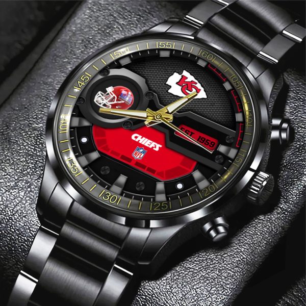 Kansas City Chiefs Black Stainless Steel Watch - MAITM 6230
