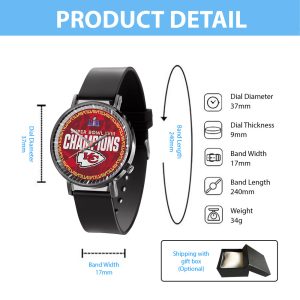 Kansas City Chiefs Black Leather Watch - TANTN 4701