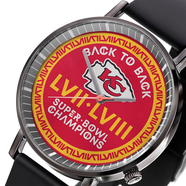 Kansas City Chiefs Black Leather Watch - TANTN 4702