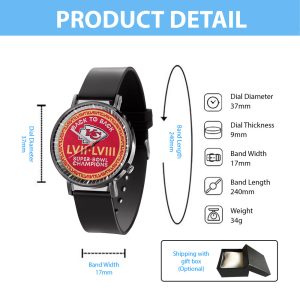 Kansas City Chiefs Black Leather Watch - TANTN 4702
