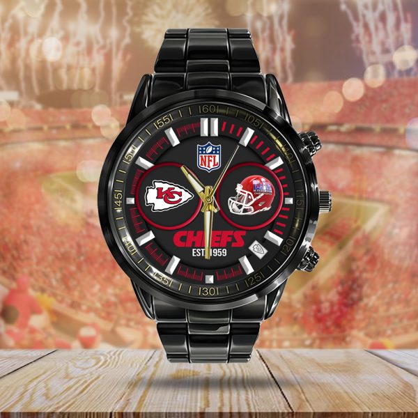 Kansas City Chiefs Black Stainless Steel Watch - MAITM 6204