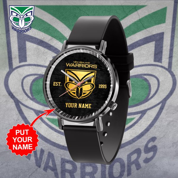 Personalized New Zealand Warriors Black Leather Watch - TANTN 5076