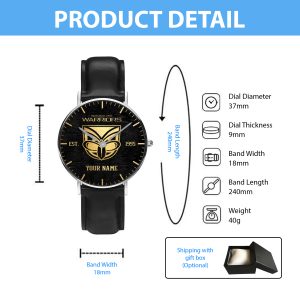 Personalized New Zealand Warriors Black Stitched Leather Watch - TANTN 5077