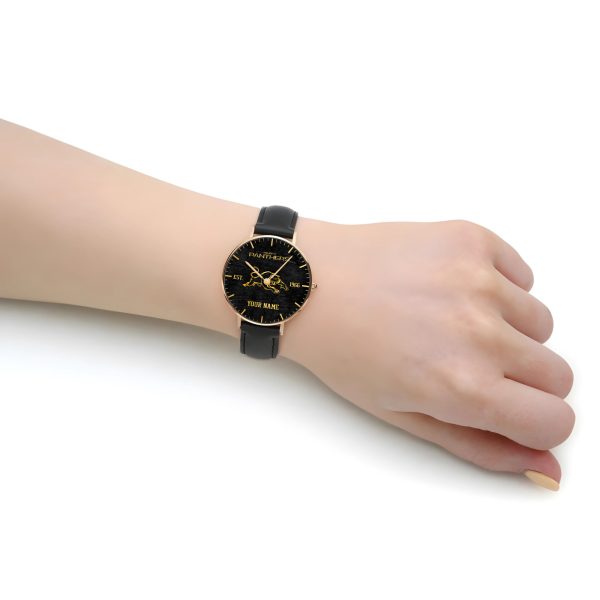 Personalized Penrith Panthers Black Stitched Leather Watch - TANTN 5079