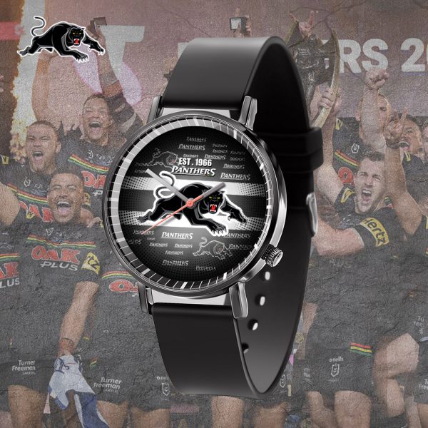 Penrith Panthers Black Leather Watch - TANTN 4767