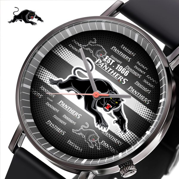 Penrith Panthers Black Leather Watch - TANTN 4767