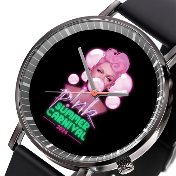 P!nk Black Leather Watch - TANTN 4821