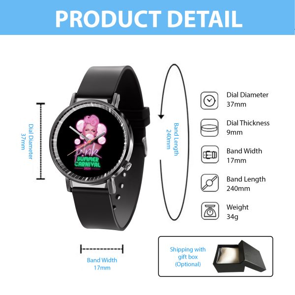 P!nk Black Leather Watch - TANTN 4821