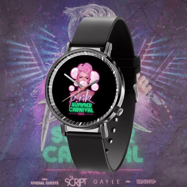 P!nk Black Leather Watch - TANTN 4821