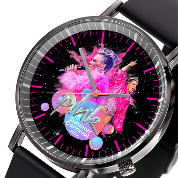 P!nk Black Leather Watch - VANDH 2544