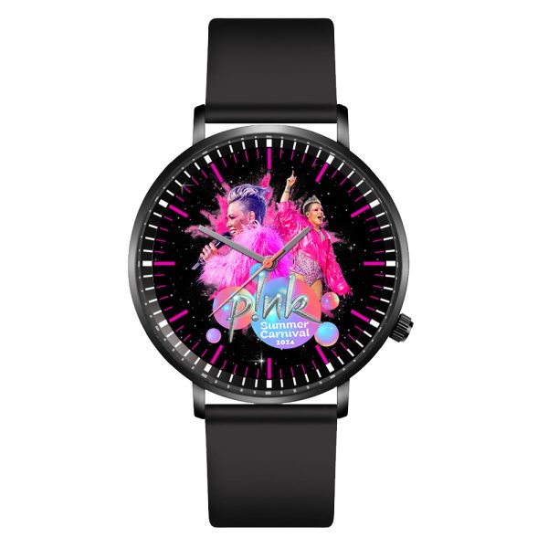 P!nk Black Leather Watch - VANDH 2544
