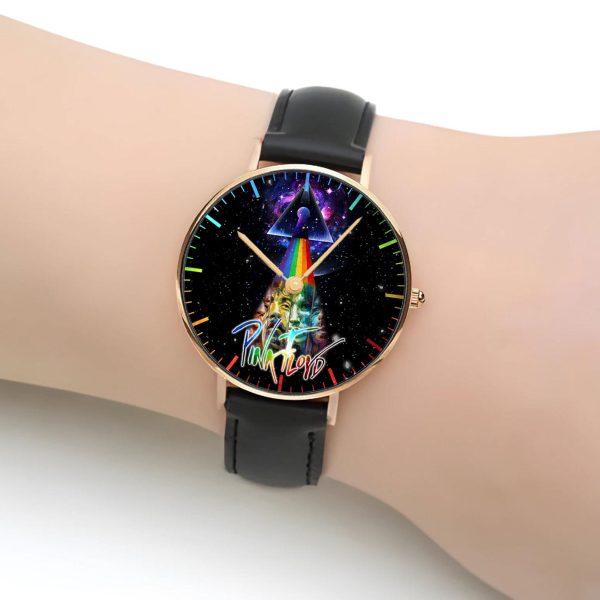 Pink Floyd Black Stitched Leather Watch - HOATT 4499