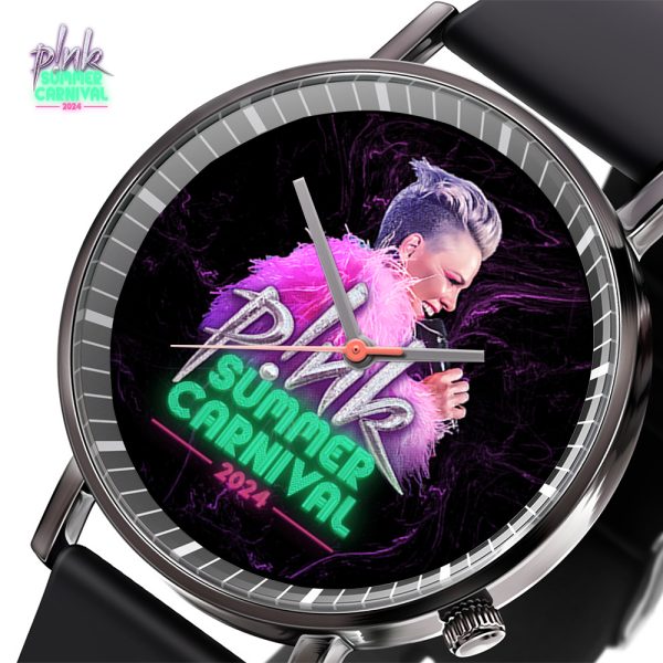 P!nk Black Leather Watch - TANTN 4822