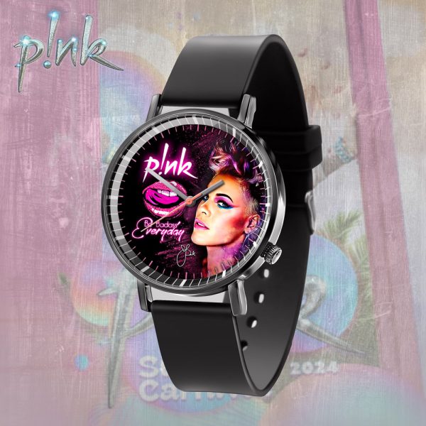 P!nk Black Leather Watch - VANDH 2543