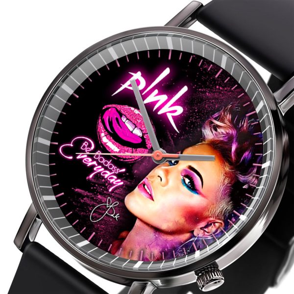 P!nk Black Leather Watch - VANDH 2543